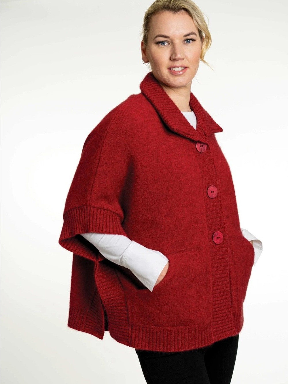 KORU New Zealand 100% Merino Wool Cape Poncho Cape One Size Red Burgundy Top
BBX